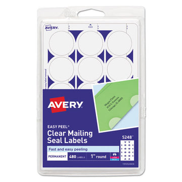 Avery® Printable Mailing Seals, 1" Dia., Clear, 15-sheet, 32 Sheets-pack, (5248) freeshipping - TVN Wholesale